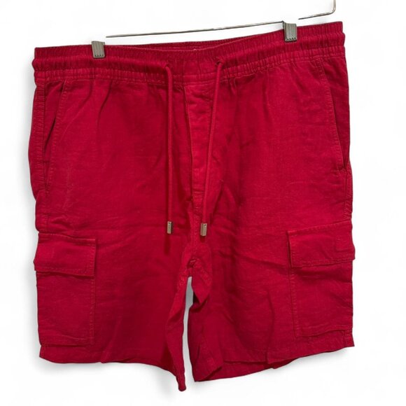 Men's Red Vilebrequin Linen Cargo Utility Shorts EUC XL - Picture 1 of 6
